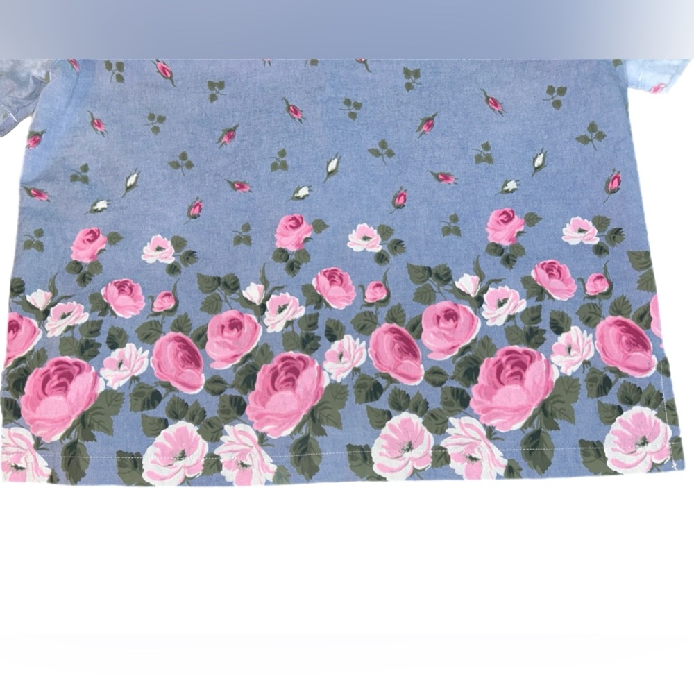 Floral Border Button-Down Shirt - Blue & Pink - Picture 5 of 5